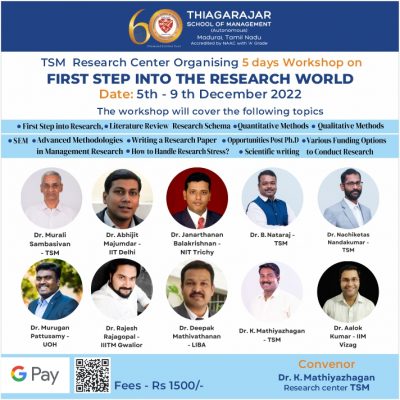 A WORKSHOP ON FIRST STEP INTO THE RESEARCH WORLD